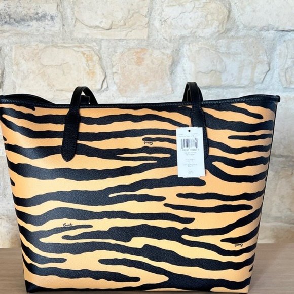 Coach Zebra Print City tote & wallet set brown black NWT - Picture 5 of 15
